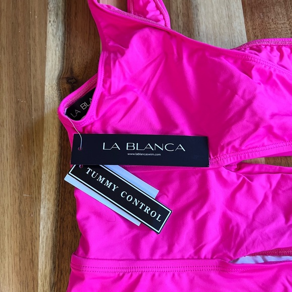 La Blanca One Shoulder Cut Out One Piece, Pop Pink, Size 6, NWT - Picture 10 of 13